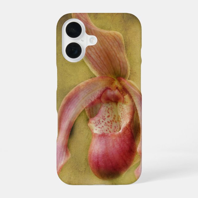 Textured Lady Slipper Orchid iPhone 16 Case (Back)