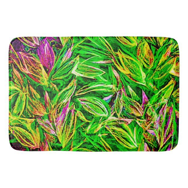 Textured Leaf Garden Art Bath Mat (Front)