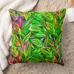 Textured Leaf Garden Art Cushion