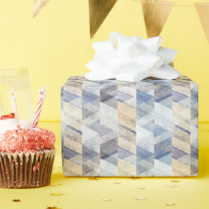 Textured light blue, beige zigzag wrapping paper