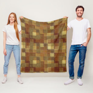 Textured monochrome brown tartan plaid. fleece blanket