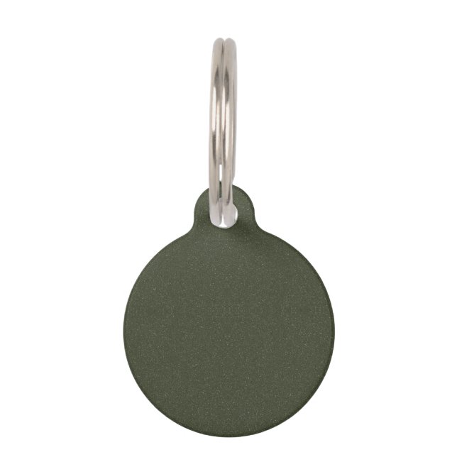 Textured Moss Green Custom Round Pet Tag (Front)
