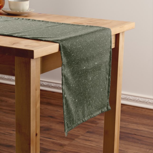 Textured Moss Green Table Runner – Custom Print (In Situ)