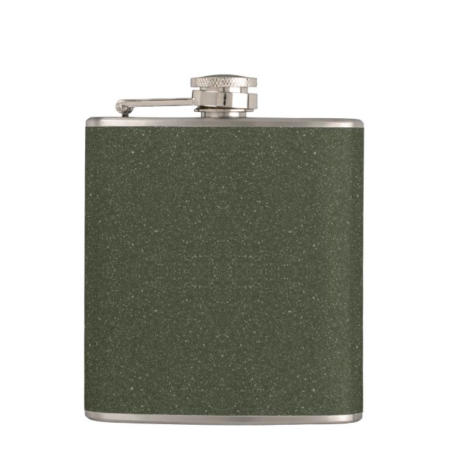 Textured Moss Green Vinyl Wrapped Flask – Custom (Front)