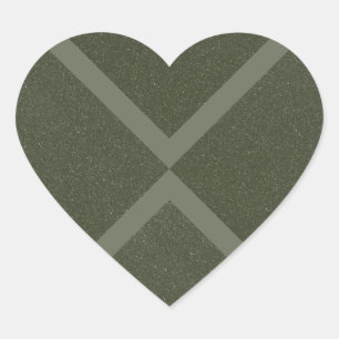 Textured Moss Green X Heart Sticker