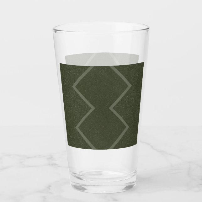 Textured Moss Green Zigzag Pint Glass (Front)