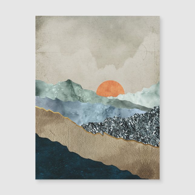 Textured Mountain Layers with Sunset Glow (Front)