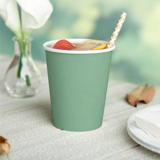 Textured muted green. paper cups (Insitu)