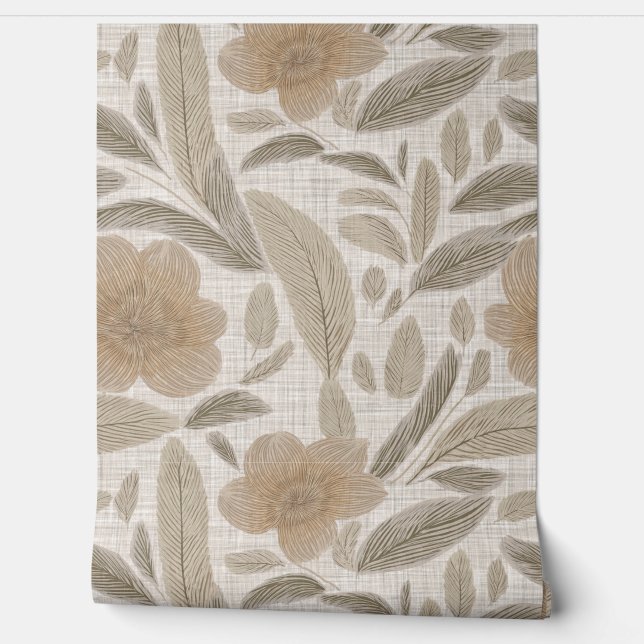 Textured Natural Floral Wallpaper (Unrolling)