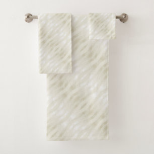 Textured noble light beige and white bath towel set