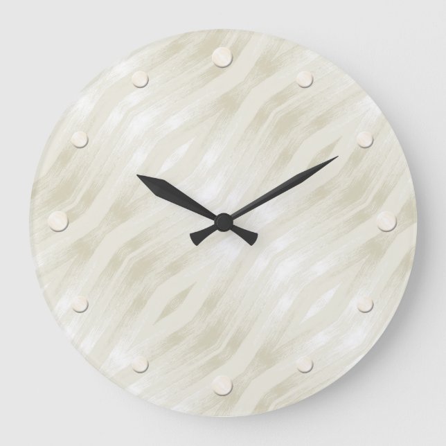 Textured noble light beige and white large clock (Front)
