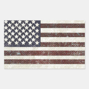 Textured old style American flag Rectangular Sticker