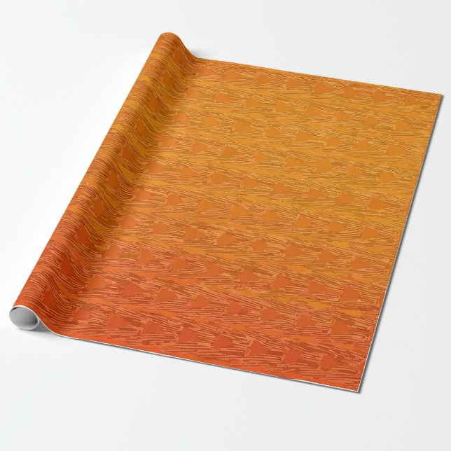 Textured Orange Gradient with Modern Pattern Wrapping Paper (Unrolled)
