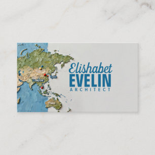 Textured Painted World Map D567 Business Card