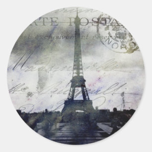 Textured Paris in Lavender Classic Round Sticker