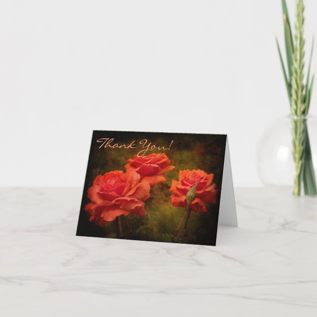 Textured Peach Colored Roses Note Card (Front)