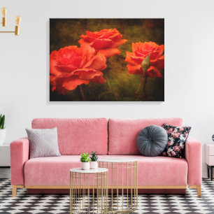 Textured Peach Roses Stretch Canvas Print