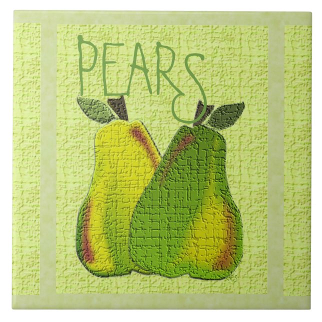 Textured Pears (lime/mint) Tile (Front)