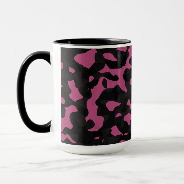  Textured pink and black camo abstract Mug (Left)