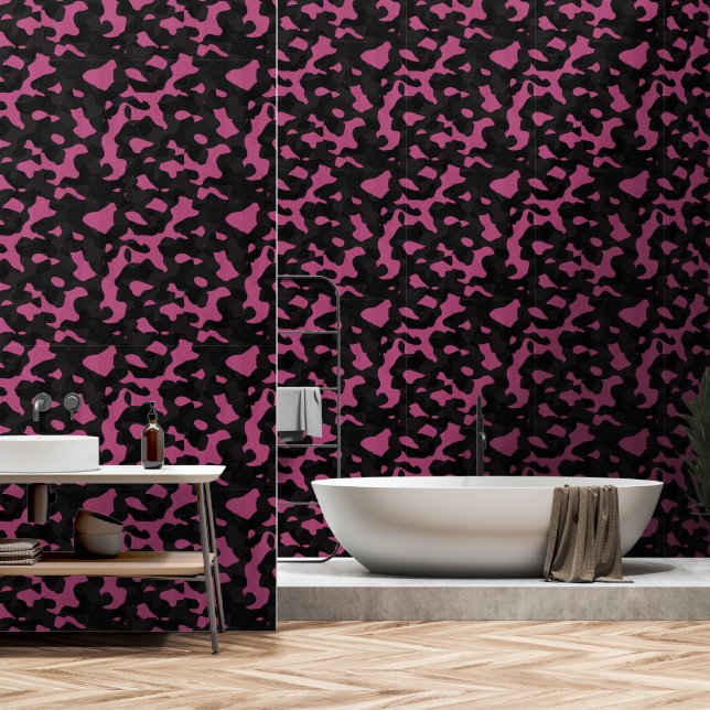  Textured pink and black camo abstract Wallpaper (Bathroom)