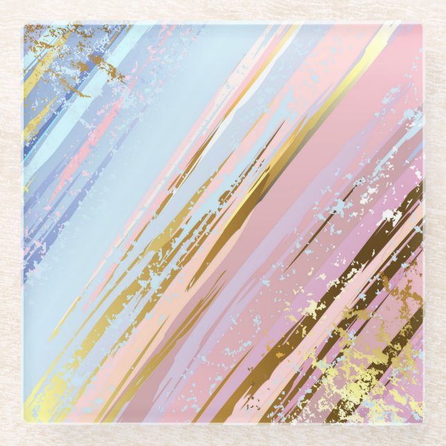 Textured Pink Background Glass Coaster (Front)