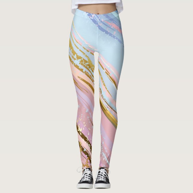 Textured Pink Background Leggings (Front)