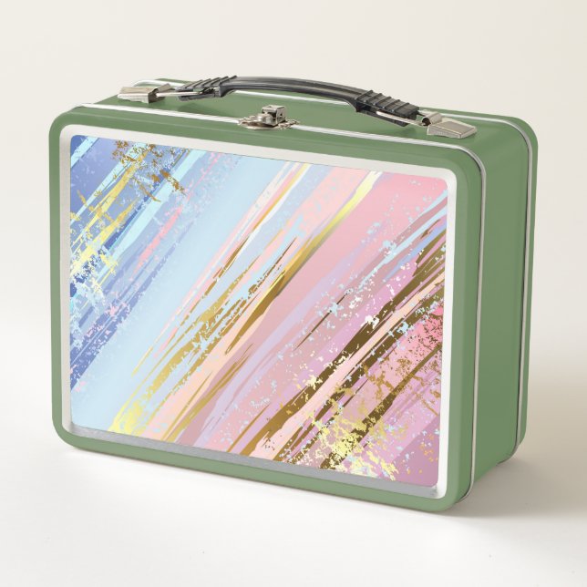 Textured Pink Background Metal Lunch Box (Front)