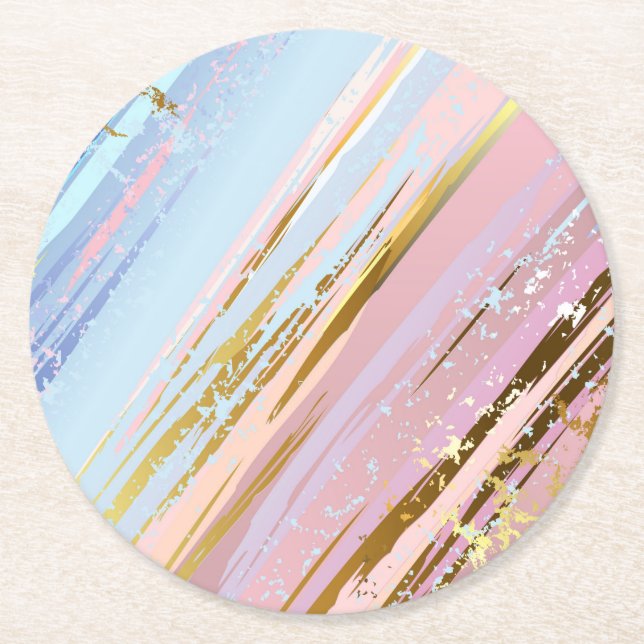 Textured Pink Background Round Paper Coaster (Front)