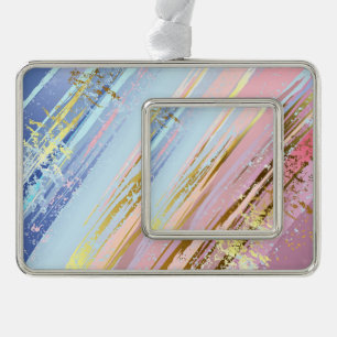 Textured Pink Background Silver Plated Framed Ornament