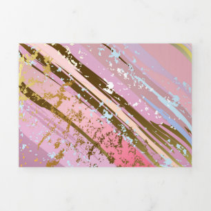 Textured Pink Background Tri-Fold Holiday Card