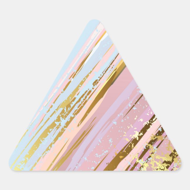 Textured Pink Background Triangle Sticker (Front)