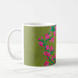 Textured Pink Flower Wreath Painting Coffee Mug