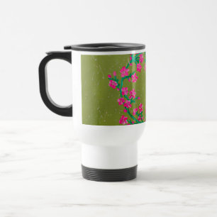 Textured Pink Flower Wreath Painting Travel Mug