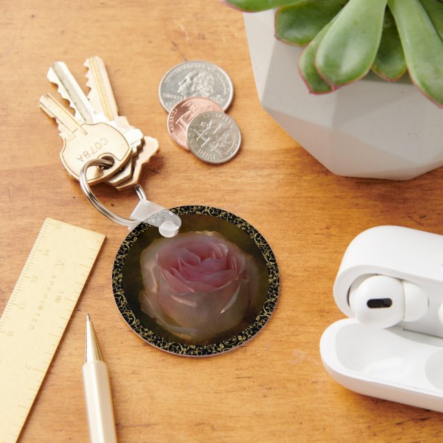 Textured Pink Rose Key Chain (Desk)