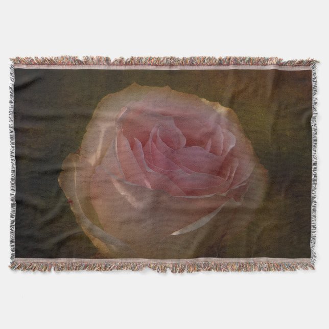 Textured Pink Rose Throw Blanket (Front)