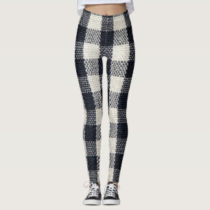 Textured Plaid Cotton Fabric Background Leggings