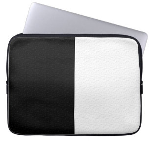 Textured Plain Black and White Laptop Sleeve