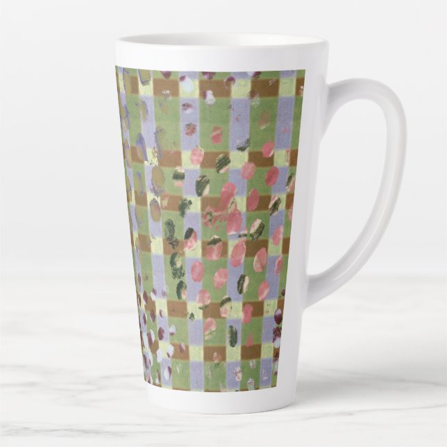 Textured Pointillism Grid Pattern Artwork Latte Mug (Right)