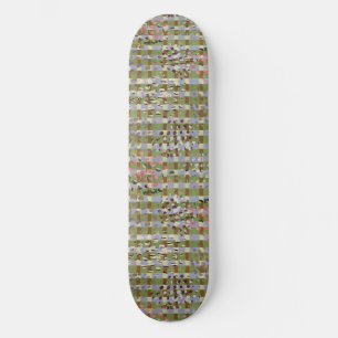 Textured Pointillism Grid Pattern Artwork Skateboard