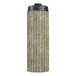 Textured Pointillism Grid Pattern Artwork Thermal Tumbler