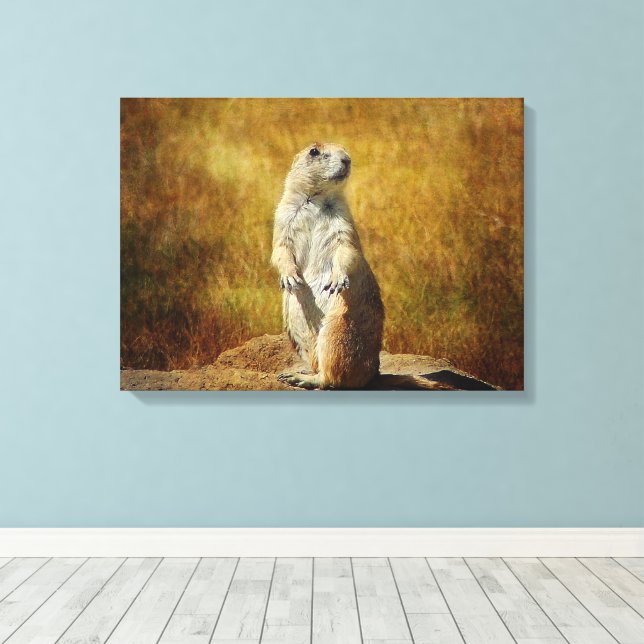 Textured Prairie Dog Canvas Print (Insitu(Wood Floor))