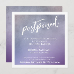Textured Purple Ombre Postponed Wedding Card