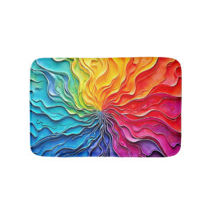 Textured Rainbow Swirl Art Bath Mat