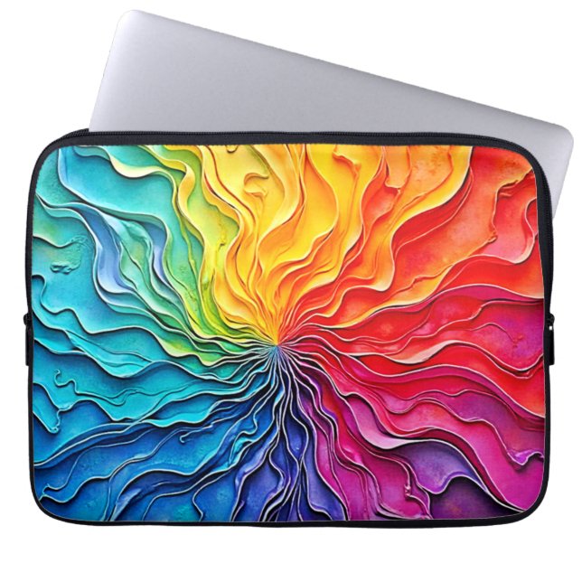 Textured Rainbow Swirl Art Laptop Sleeve (Front)