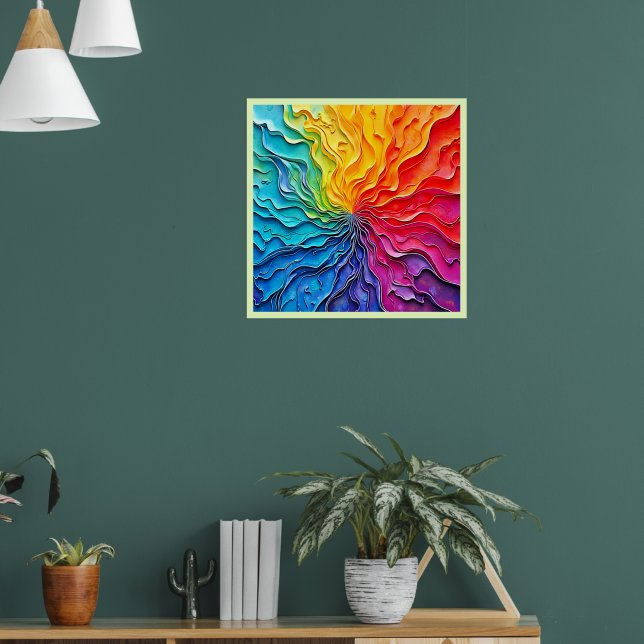 Textured Rainbow Swirl Art Poster (Living Room 1)