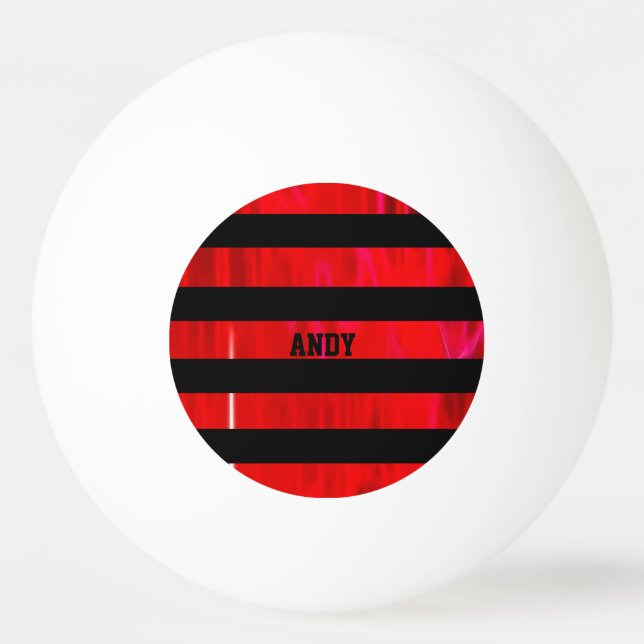 Textured red and black stripes ping pong ball (Front)