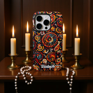 Textured Red and Gold Swirls iPhone 16 Pro Case