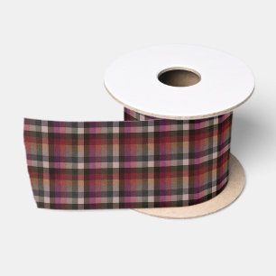 Textured red, gray, raspberry checkered. satin ribbon