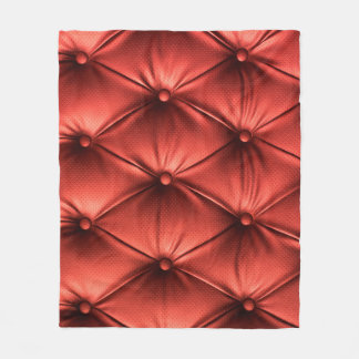 Textured Red Leather: Detailed Material Close-Up Fleece Blanket