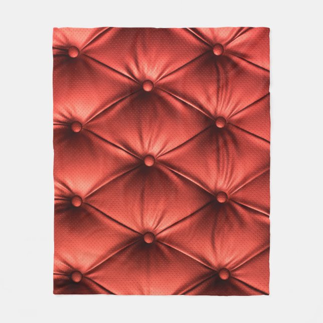 Textured Red Leather: Detailed Material Close-Up Fleece Blanket (Front)
